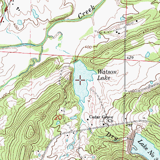 Topographic Map of Watson Lake, AR