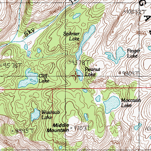 Topographic Map of Peanut Lake, MT