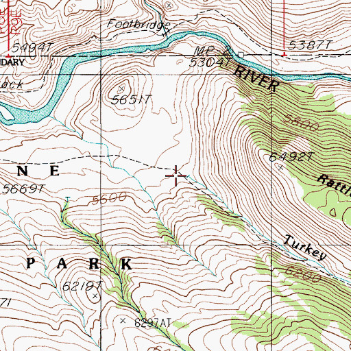 Topographic Map of Turkey Pen Creek, MT