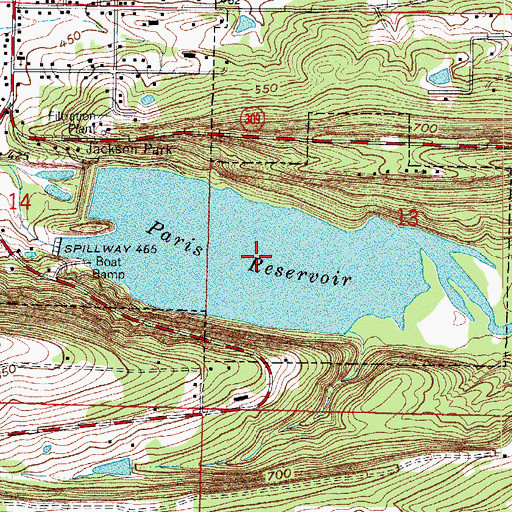 Topographic Map of Paris Reservoir, AR