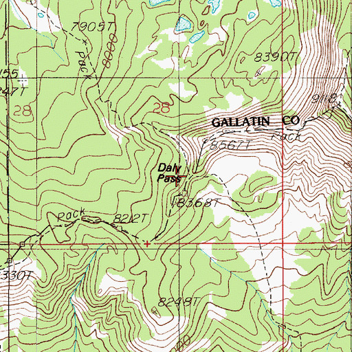 Topographic Map of Daly Pass, MT