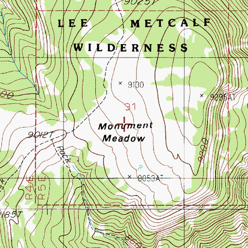 Topographic Map of Monument Meadow, MT