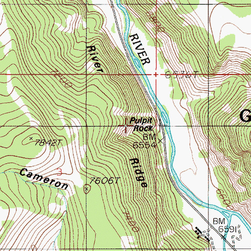 Topographic Map of Pulpit Rock, MT