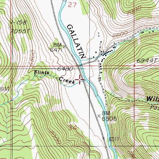 Topographic Map of Flints Creek, MT