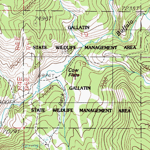 Topographic Map of Cow Flats, MT