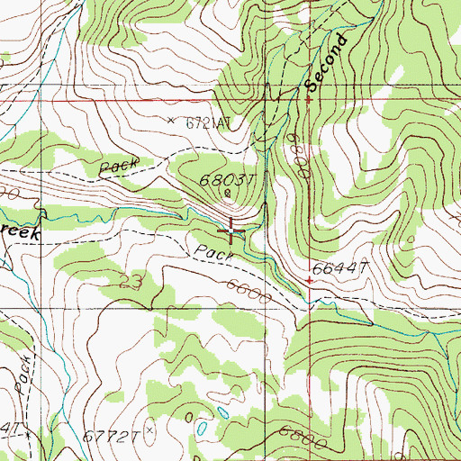Topographic Map of Second Creek, MT