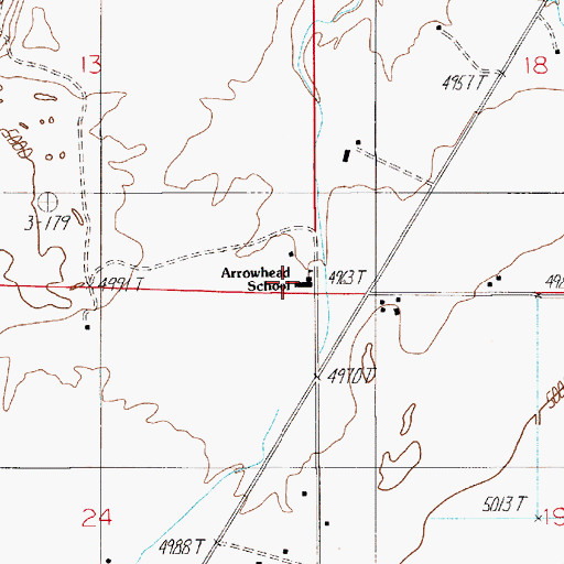 Topographic Map of Arrowhead School, MT
