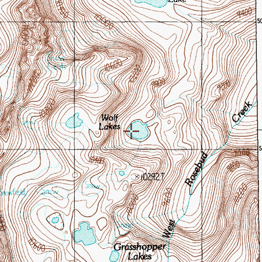 Topographic Map of Wolf Lakes, MT