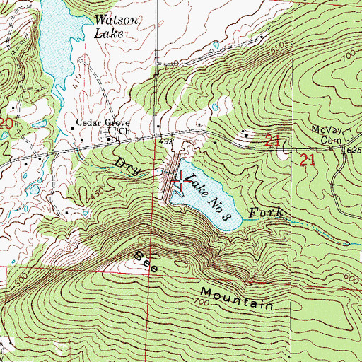 Topographic Map of Sixmile Creek Watershed Site Three Dam, AR