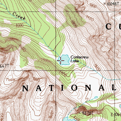 Topographic Map of Corkscrew Lake, MT