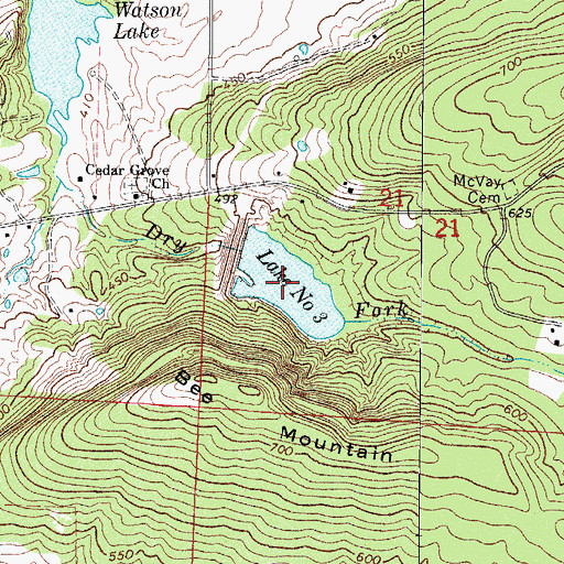 Topographic Map of Lake Number Three, AR