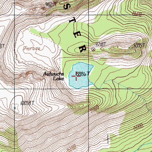 Topographic Map of Aufwuchs Lake, MT