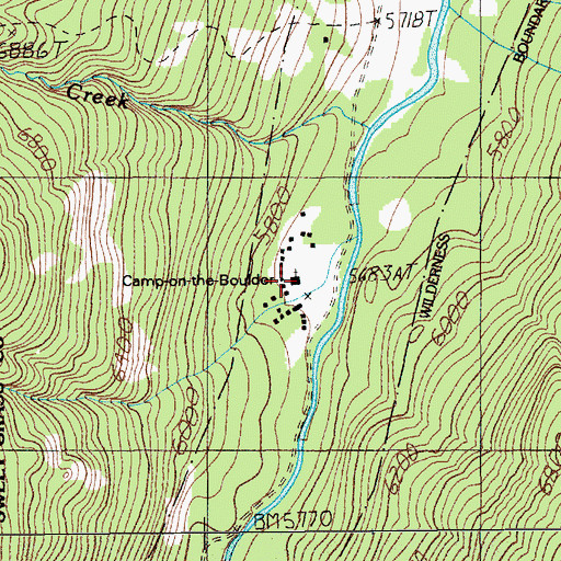Topographic Map of Camp-on-the-Boulder, MT