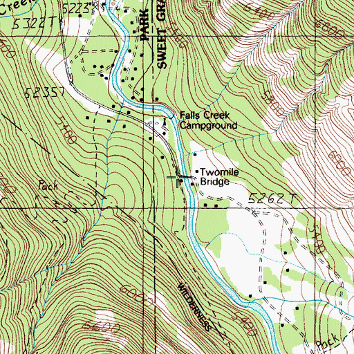 Topographic Map of Twomile Bridge, MT