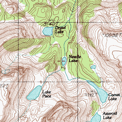 Topographic Map of Needle Lake, MT