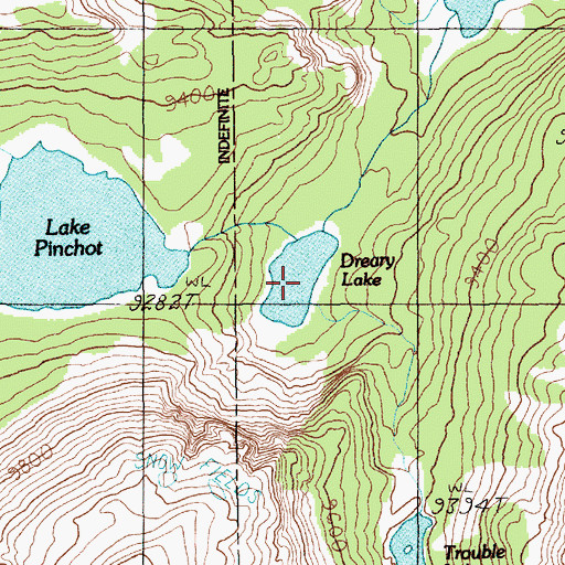 Topographic Map of Dreary Lake, MT