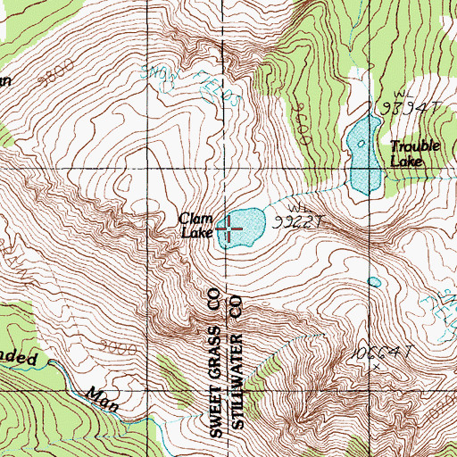 Topographic Map of Clam Lake, MT