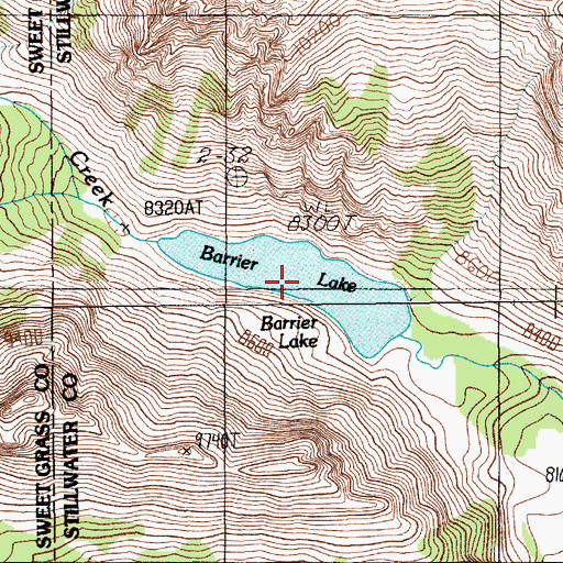 Topographic Map of Barrier Lake, MT