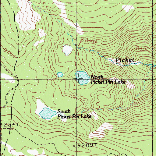 Topographic Map of North Picket Pin Lake, MT