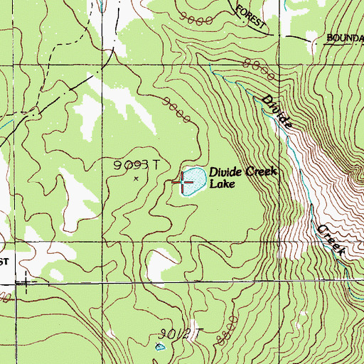 Topographic Map of Divide Creek Lake, MT