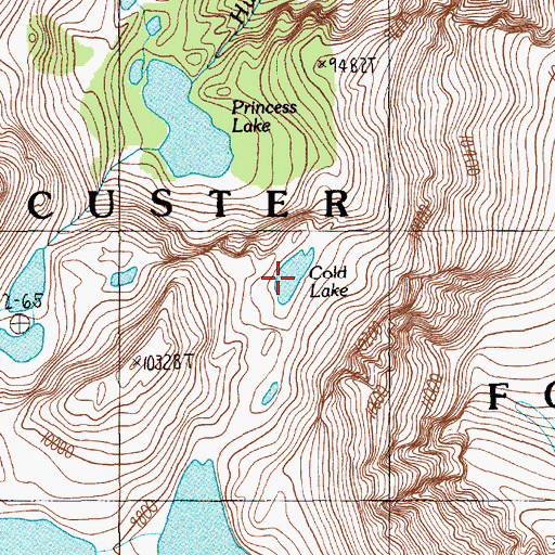 Topographic Map of Cold Lake, MT