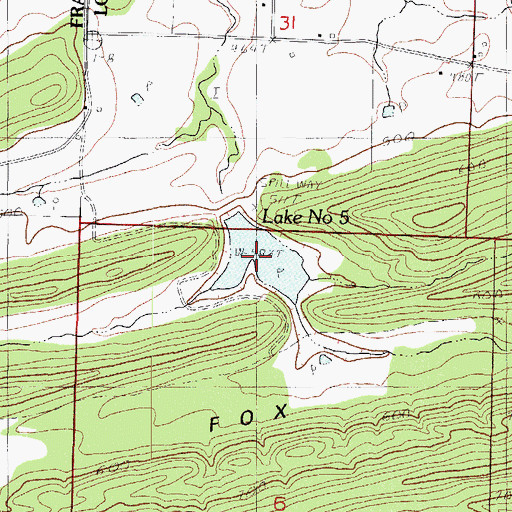 Topographic Map of Sixmile Creek Watershed Site Five Reservoir, AR