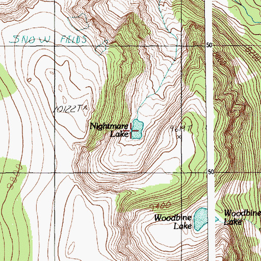 Topographic Map of Nightmare Lake, MT