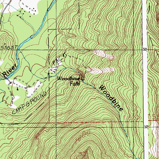 Topographic Map of Woodbine Falls, MT