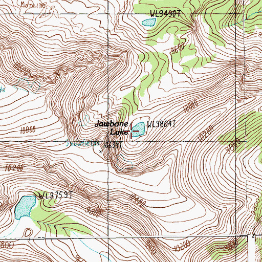 Topographic Map of Jawbone Lake, MT