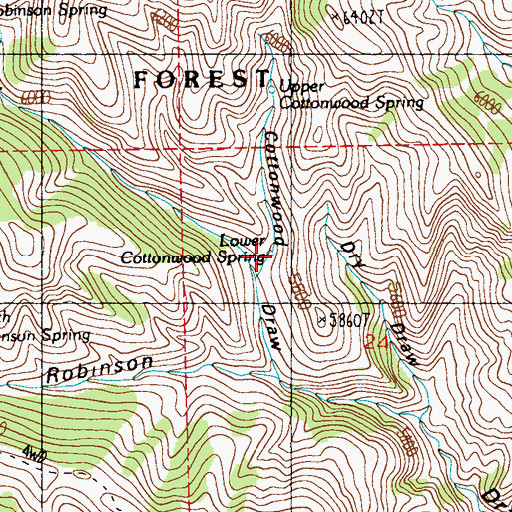 Topographic Map of Lower Cottonwood Spring, MT