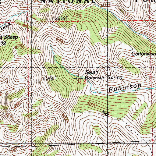 Topographic Map of South Robinson Spring, MT