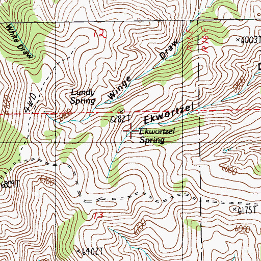 Topographic Map of Ekwortzel Spring, MT