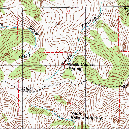 Topographic Map of Smith Coulee Spring, MT