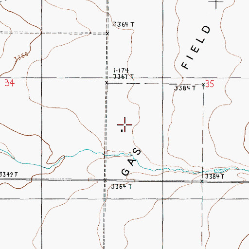 Topographic Map of S W Kevin Gas Field, MT