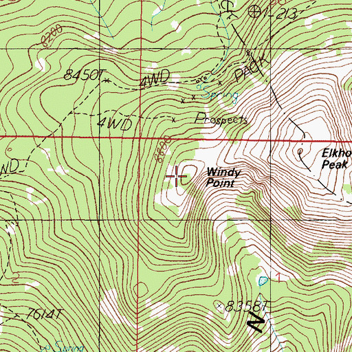 Topographic Map of Windy Point, MT