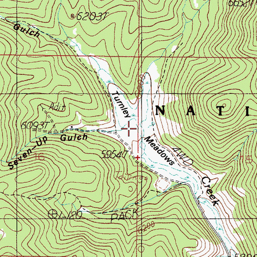 Topographic Map of Turnley Meadows, MT