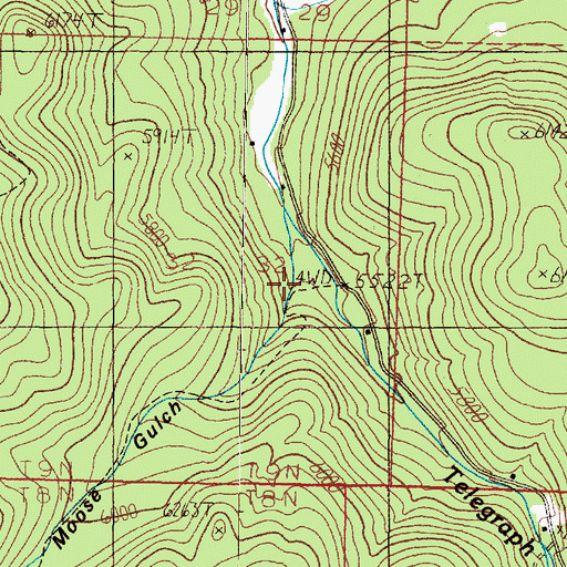 Topographic Map of Moose Gulch, MT