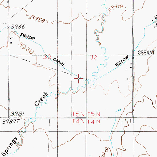 Topographic Map of Willow Swamp Canal, MT