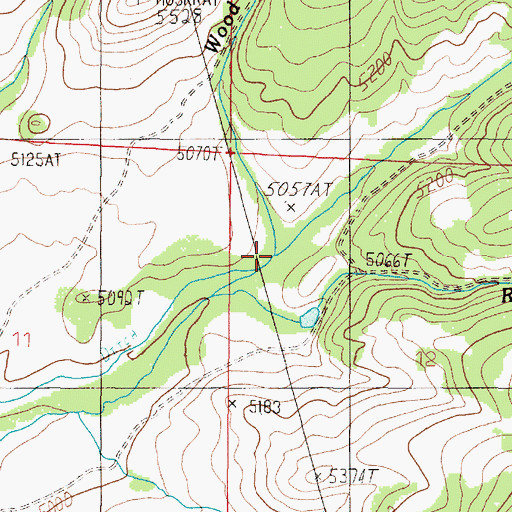 Topographic Map of Wood Creek, MT