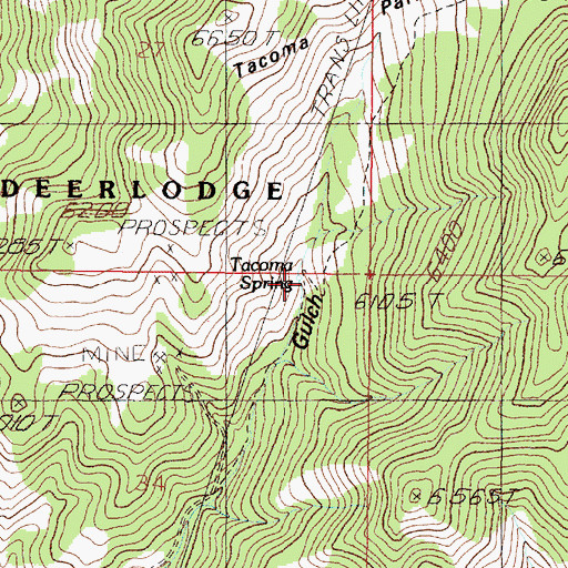Topographic Map of Tacoma Spring, MT