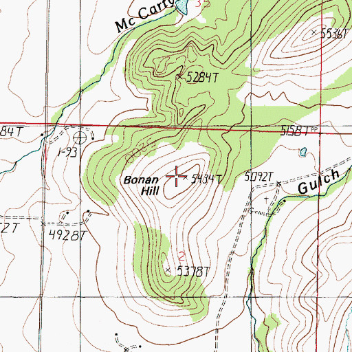 Topographic Map of Bonan Hill, MT