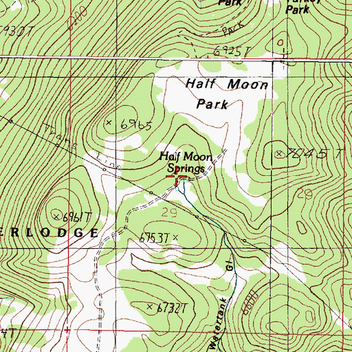 Topographic Map of Half Moon Springs, MT