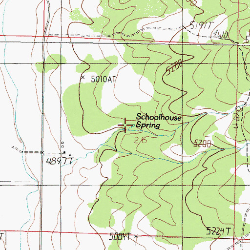 Topographic Map of Schoolhouse Spring, MT