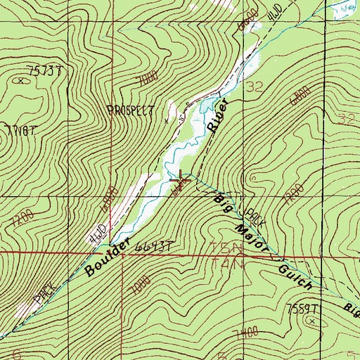 Topographic Map of Big Major Gulch, MT