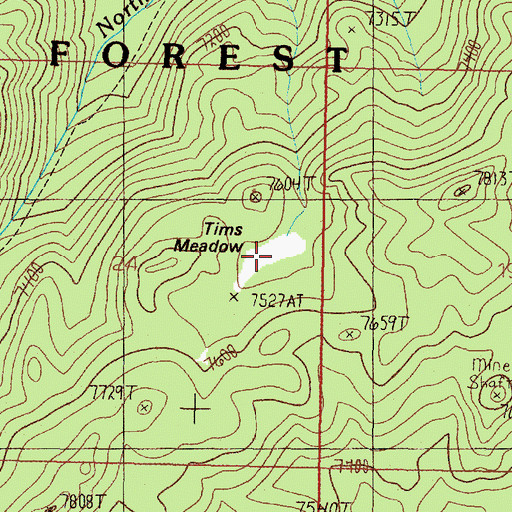 Topographic Map of Tims Meadow, MT