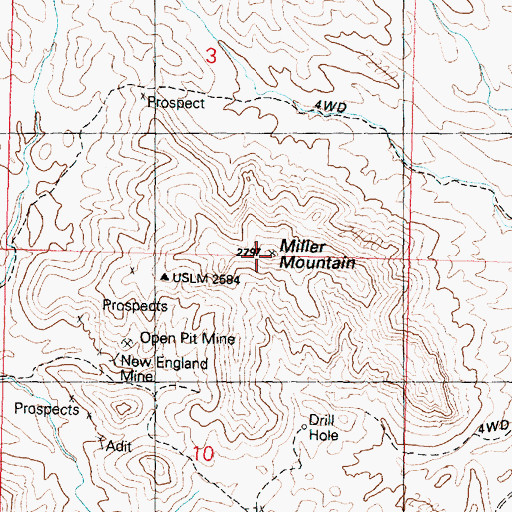 Topographic Map of Miller Mountain, AZ