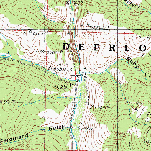 Topographic Map of Ruby Creek, MT