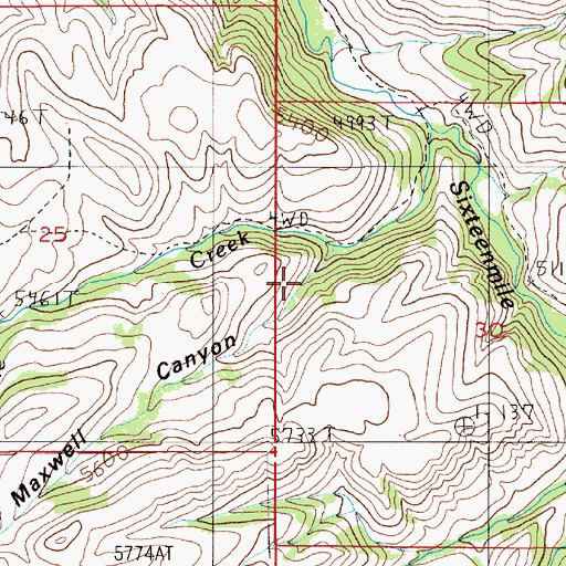 Topographic Map of Maxwell Canyon, MT