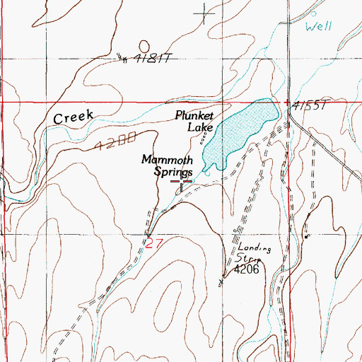 Topographic Map of Mammoth Springs, MT