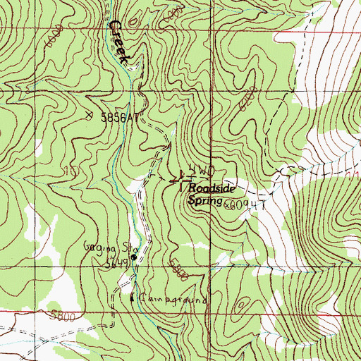 Topographic Map of Roadside Spring, MT